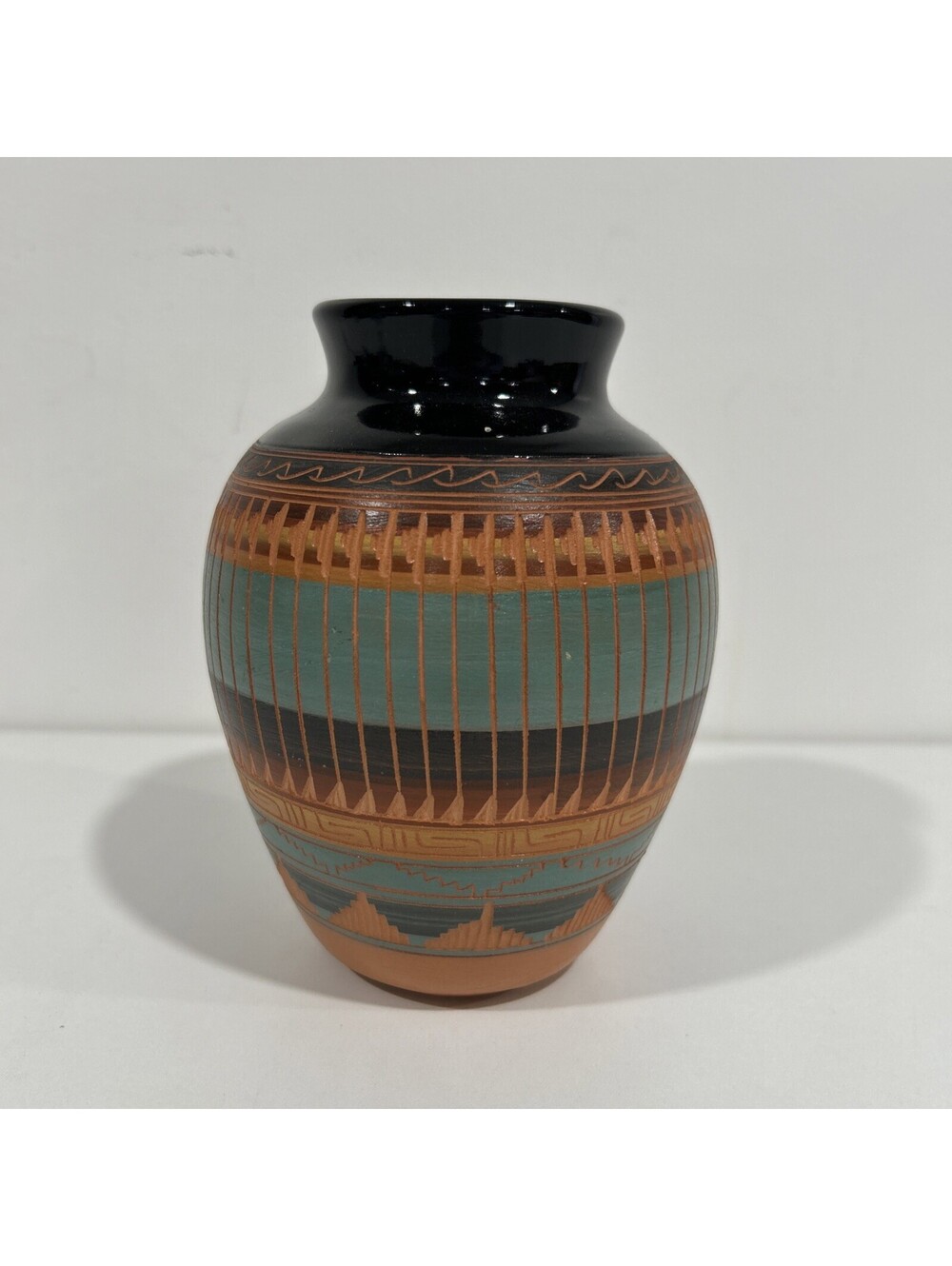 Native American Pottery Vase Signed 6” Handcrafted Southwestern Decor
